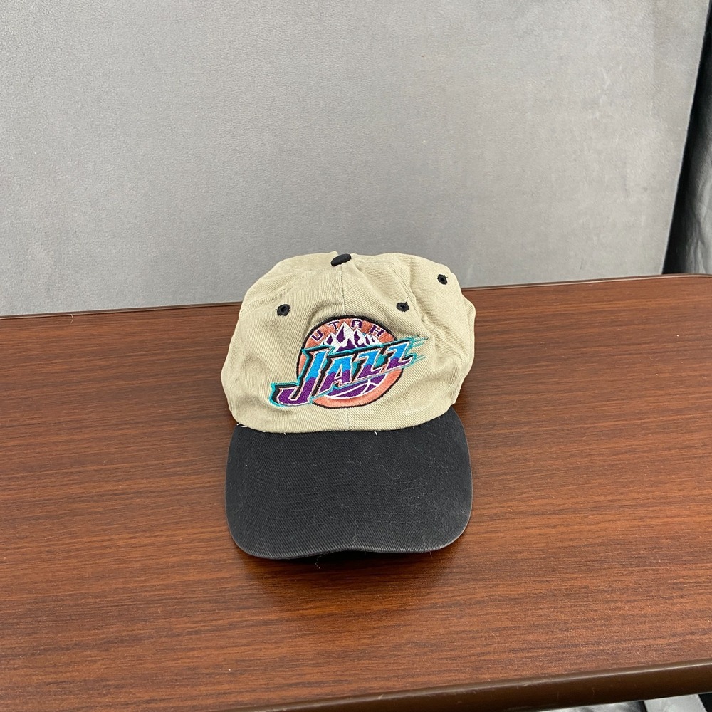 Liz Claiborne Utah Jazz Basketball Hat Mens One Size Beige Black Strapback Cap